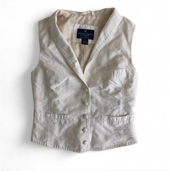 American Eagle Outfitters Jackets & Blazers - American Eagle Off-White Vest